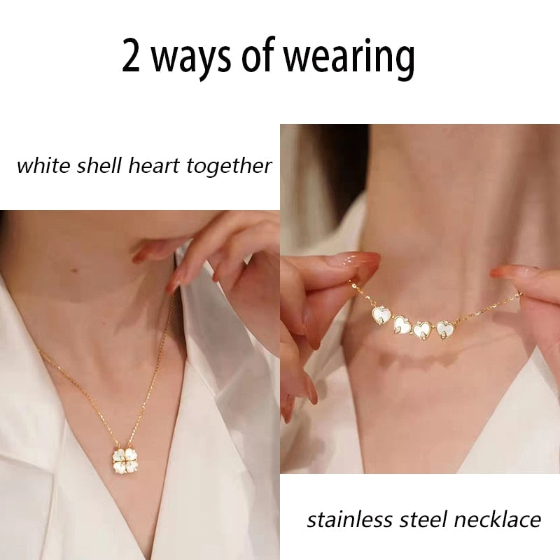 Crystal Heart Flower White Snow Pendant