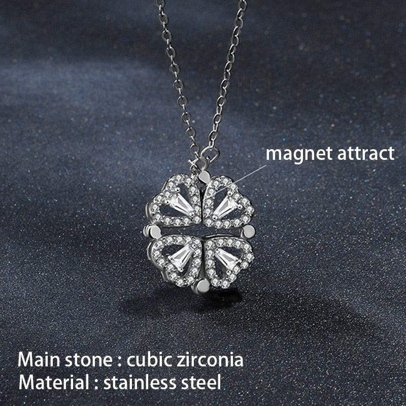 Crystal Heart Flower White Snow Pendant