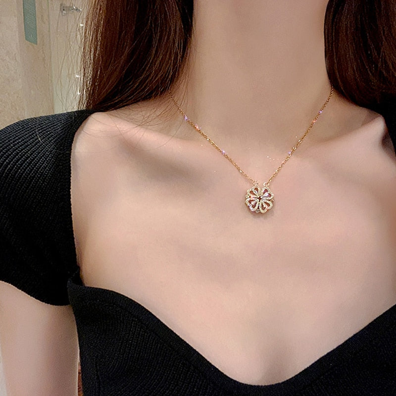 Crystal Heart Flower Pendant Original