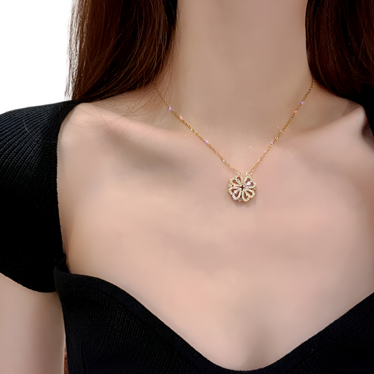 Crystal Heart Flower Pendant Original